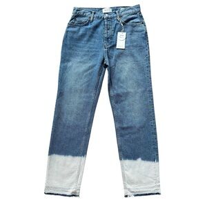 Rails Women's Atwater Slouchy Straight Jeans $188 26 Blue Bleach Wash High Rise